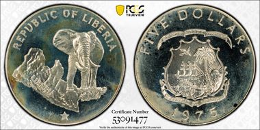1975 $5 Elephant PR68