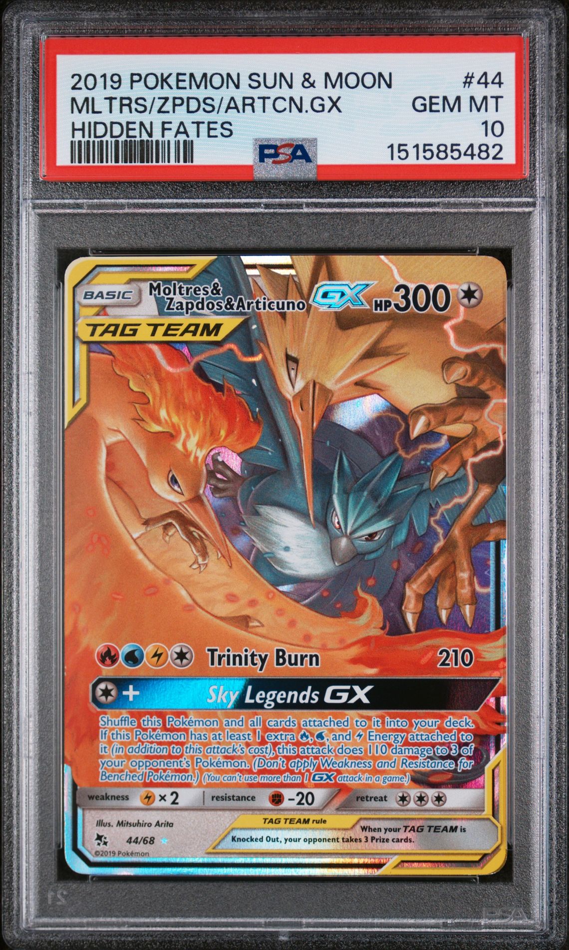 2019 Pokemon POKEMON SUN & MOON HIDDEN FATES #44 Mltrs/Zpds/Artcn.Gx front
