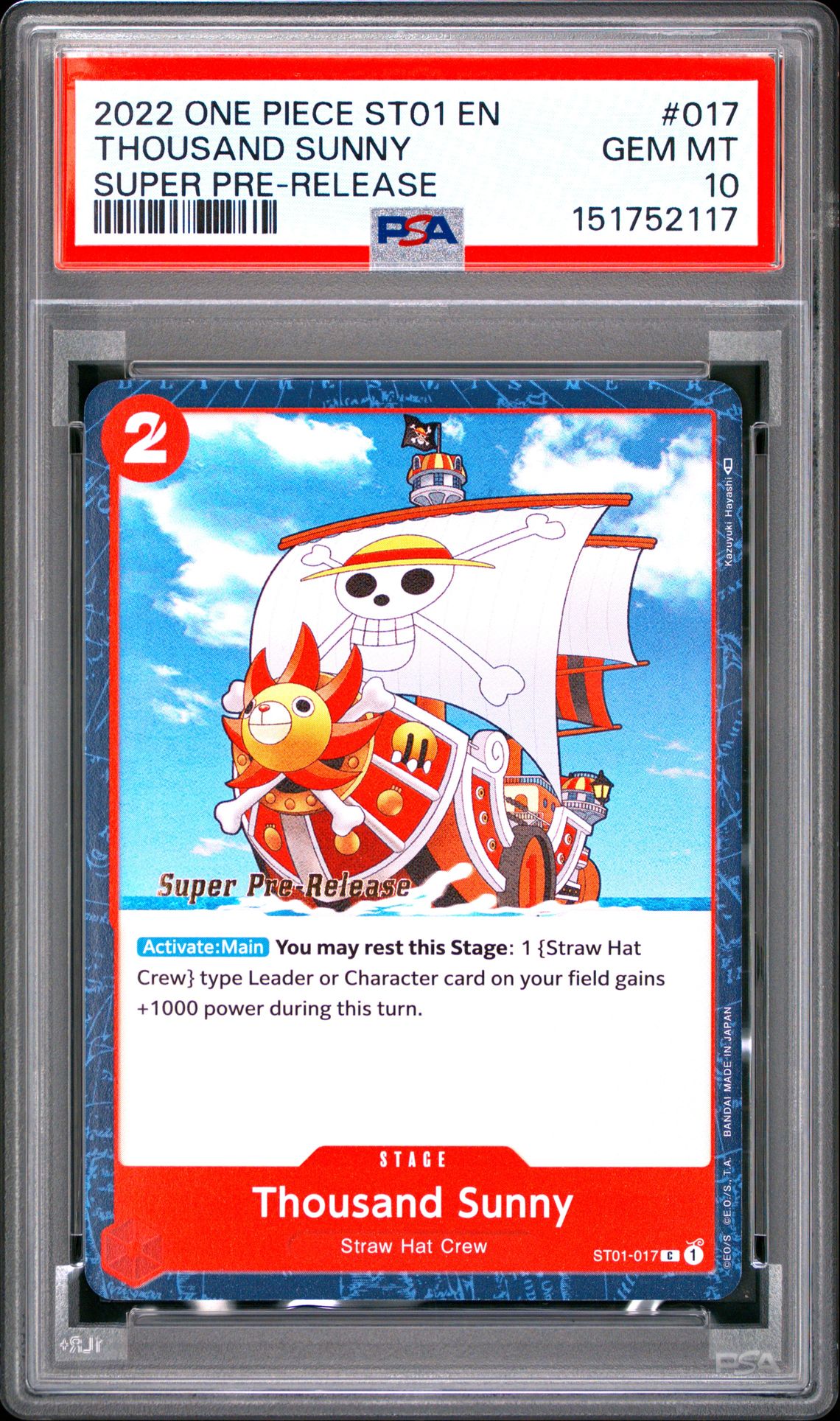 2022 One Piece ONE PIECE STARTER DECK ST01-STRAW HAT CREW SUPER PRE-RELEASE #017 Thousand Sunny front