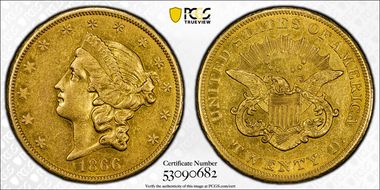 1866-S $20 No Motto N1