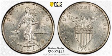 1904-S Peso AU58
