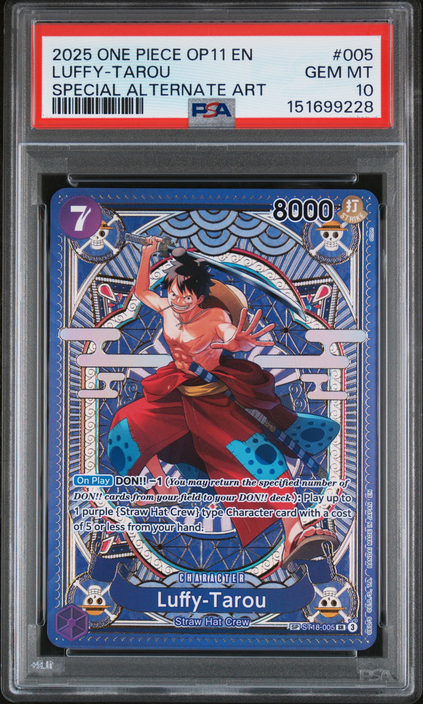 2025 #005 Luffy-Tarou PSA 10 OP11-A Fist of Divine Speed One Piece
