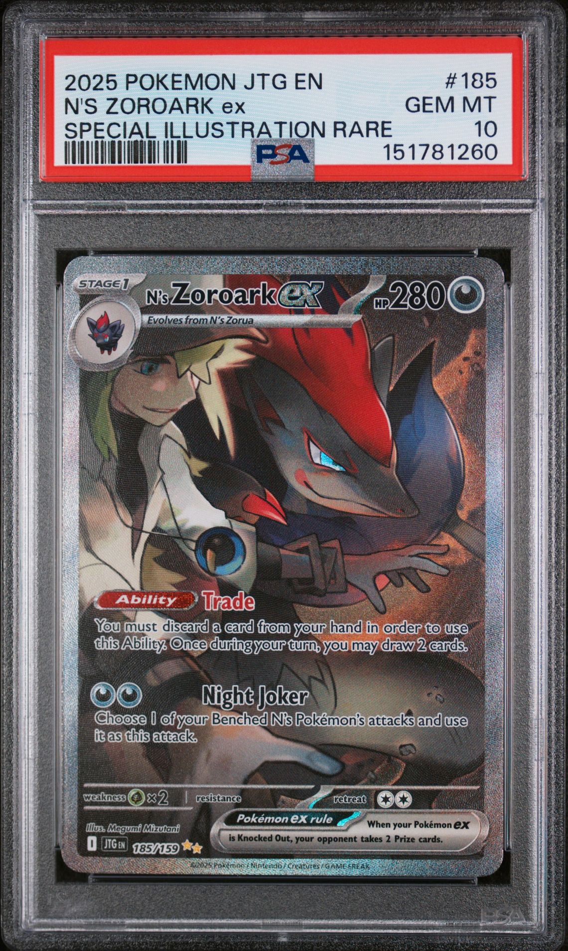 2025 Pokemon POKEMON JTG EN-JOURNEY TOGETHER SPECIAL ILLUSTRATION RARE #185 N's Zoroark EX front