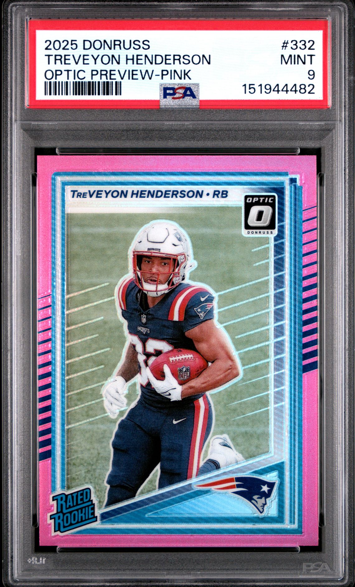 2025 Panini PANINI DONRUSS OPTIC PREVIEW-PINK #332 Treveyon Henderson front