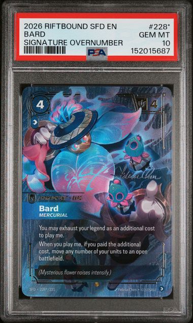 2026 RIFTBOUND: LEAGUE OF LEGENDS SFD-SPIRITFORGED SIGNATURE OVERNUMBER #228* Bard front