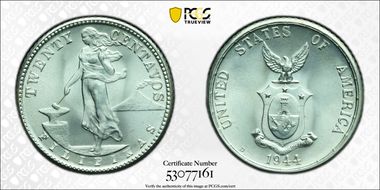 1944-D 20C KM-182  Ag MS67+
