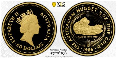 1986-P $50 Nugget 1/2oz Au PR69DCAM