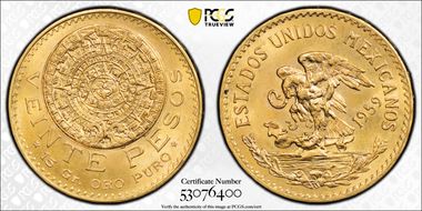 1959 20 Peso KM-478  Au MS66
