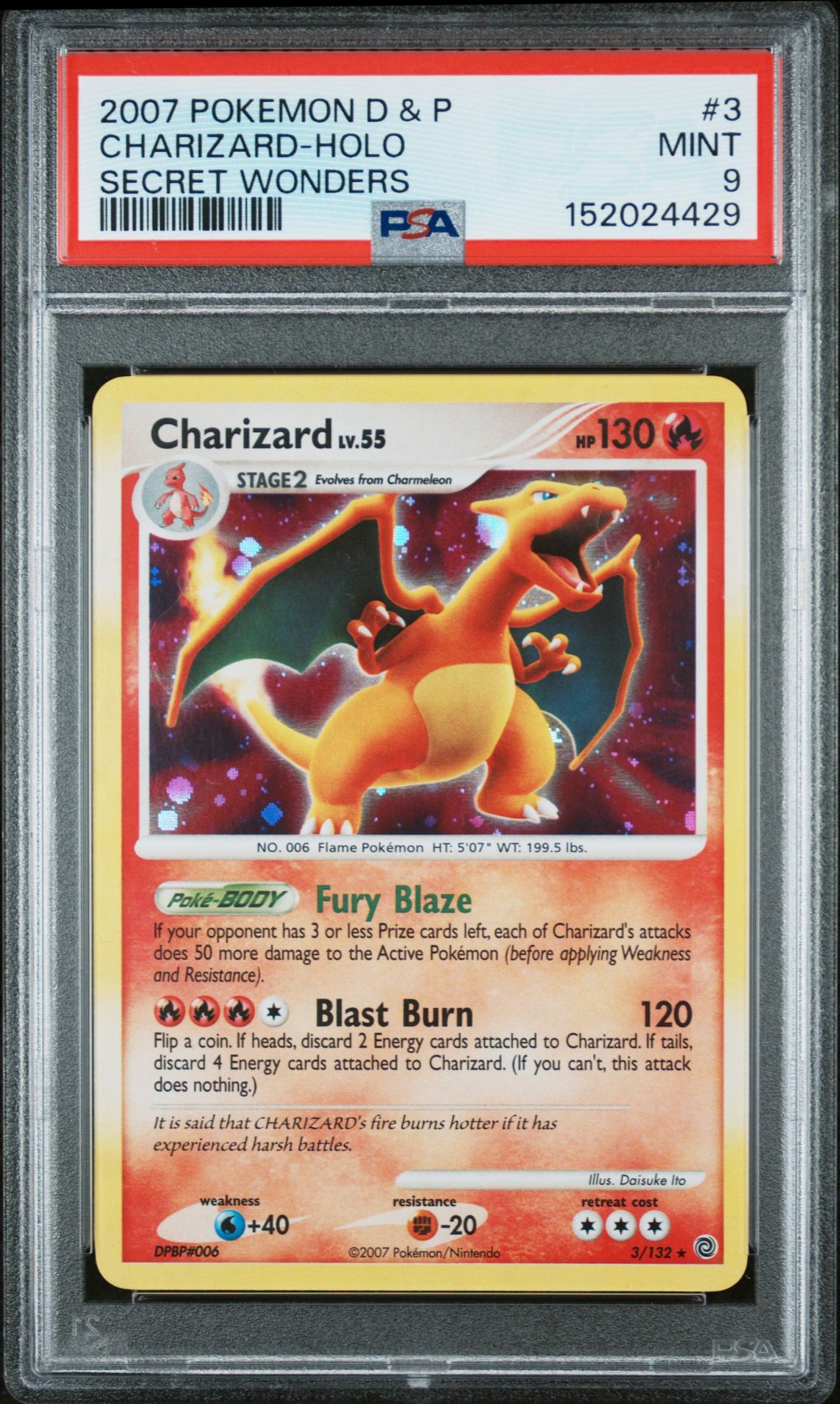 2007 Pokemon POKEMON DIAMOND & PEARL SECRET WONDERS #3 Charizard-Holo front