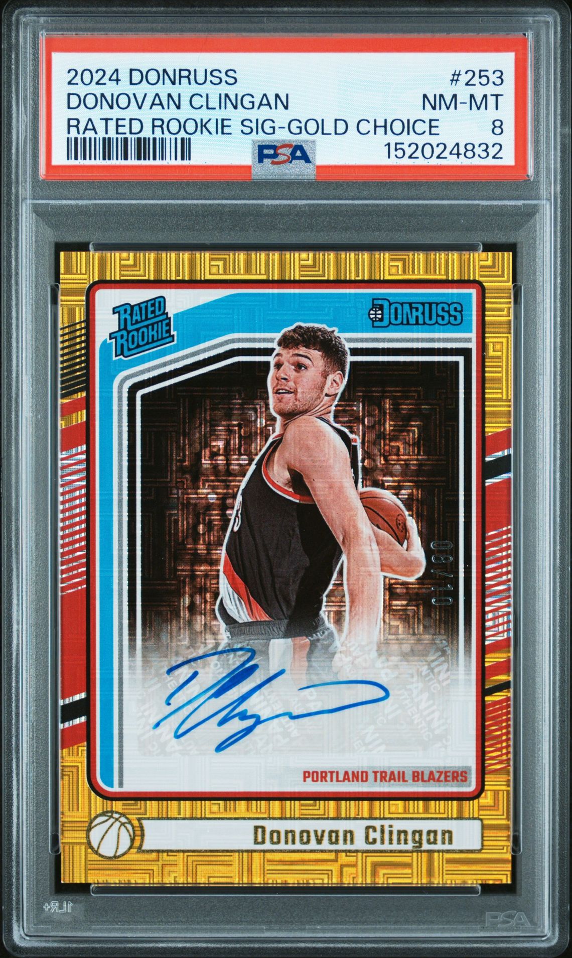 2024 Panini PANINI DONRUSS RATED ROOKIE SIG-GOLD CHOICE #253 Donovan Clingan front