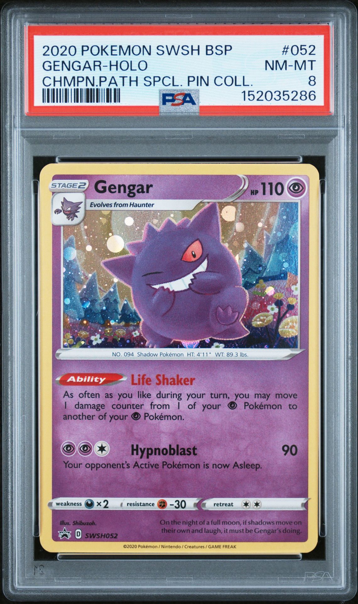 2020 Pokemon POKEMON SWSH BLACK STAR PROMO CHMPN.PATH SPCL. PIN COLL. #052 Gengar-Holo front