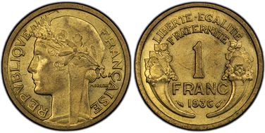 1936 1 Fr Gad-470 F-219 MS62