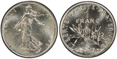 1967 1 Fr Gad-474 MS68