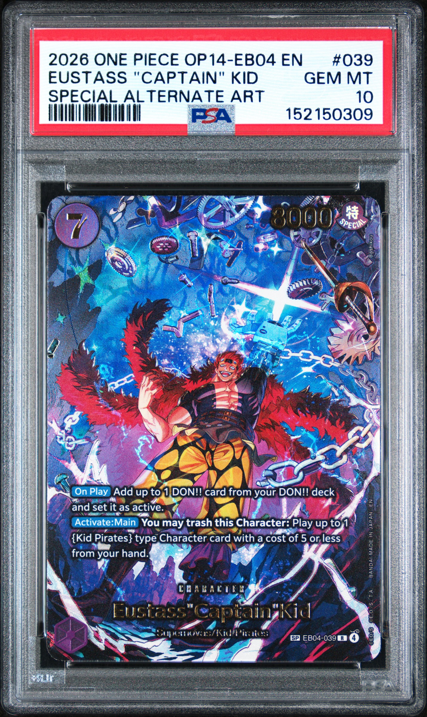 2026 #039 Eustass "Captain" Kid PSA 10 One Piece OP14-EB04-the Azure Sea's Seven
