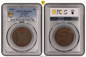 1920 //.  1D Dot Below Indian Obverse MS63BN