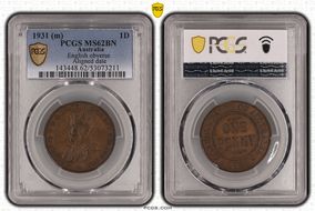 1931 (m) 1D English obverse Aligned date MS62BN