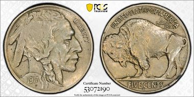 1917-S 5C AU50