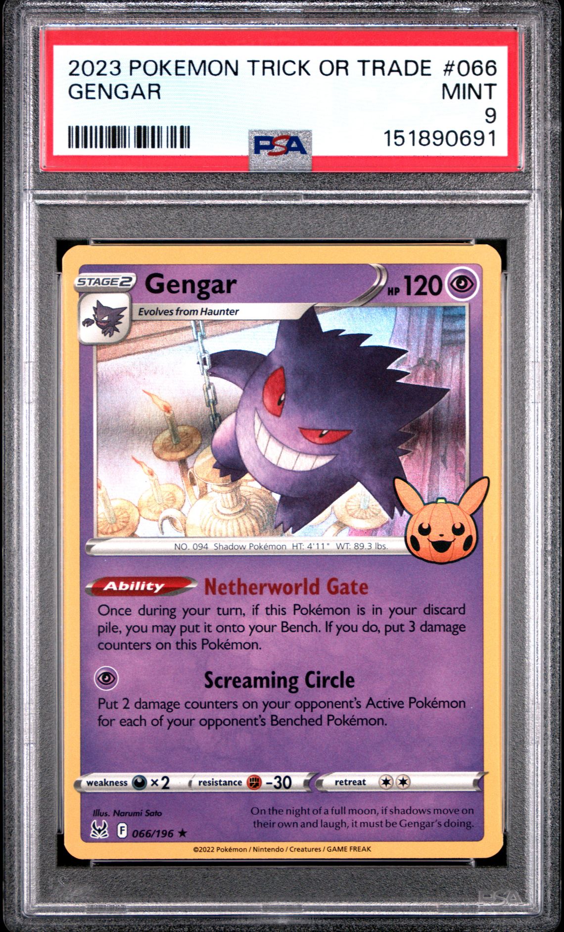 2023 Pokemon Trick Or Trade Gengar #066 Mint 9 front