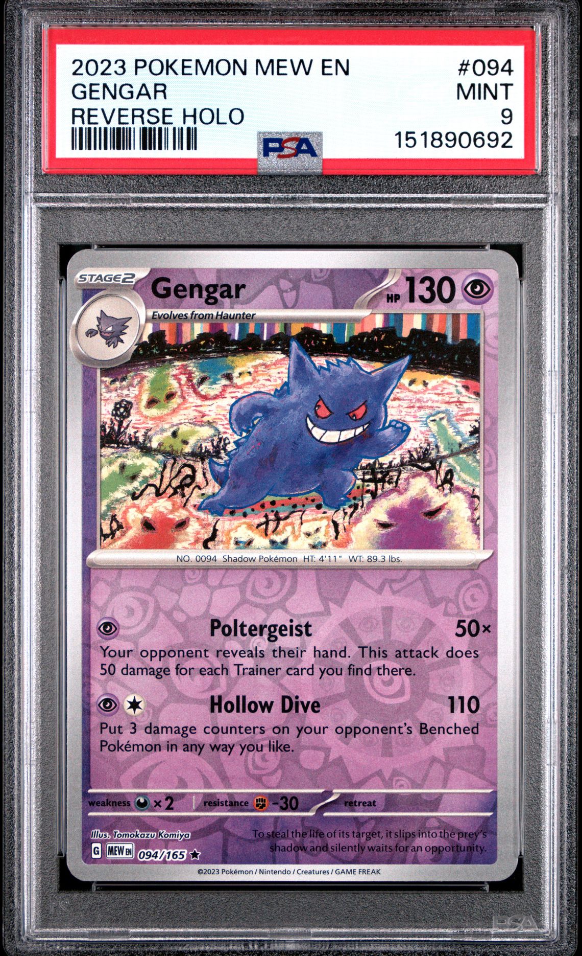 2023 Pokemon Mew En-151 Gengar #094 (Reverse Holo) Mint 9 front