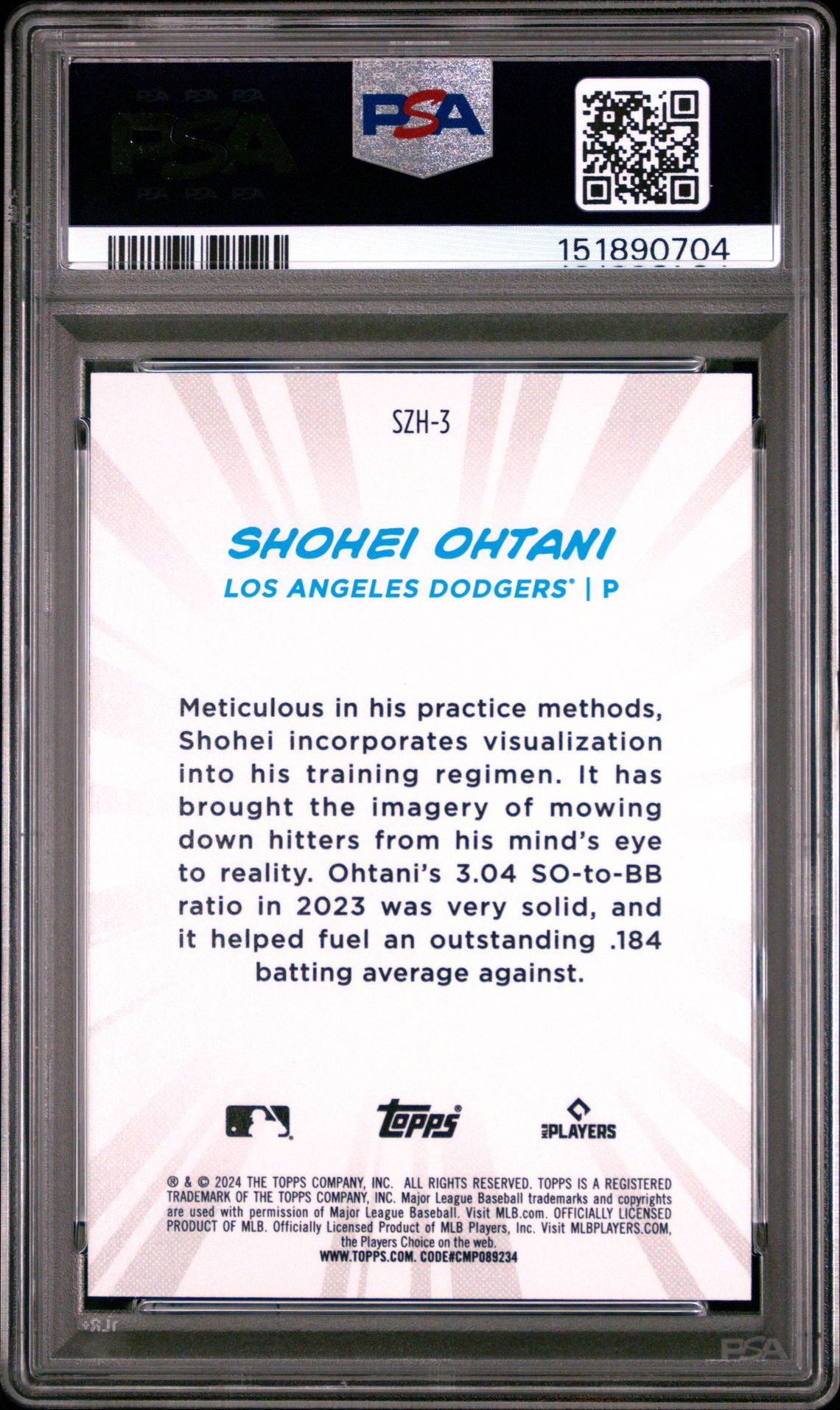2024 Topps Baseball Japan Edition Strike Zone Heroes Shohei Ohtani #Szh3 Gem Mt 10 back