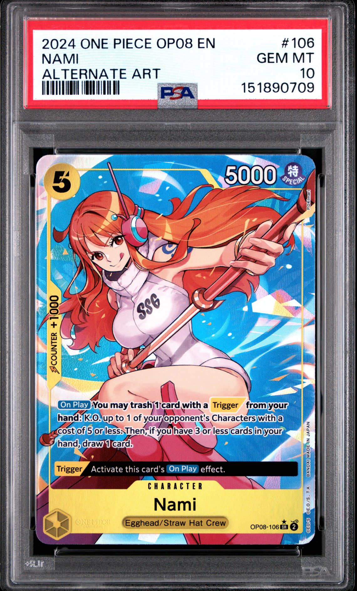 2024 One Piece Op08-Two Legends Nami #106 (Alternate Art) Gem Mt 10 front