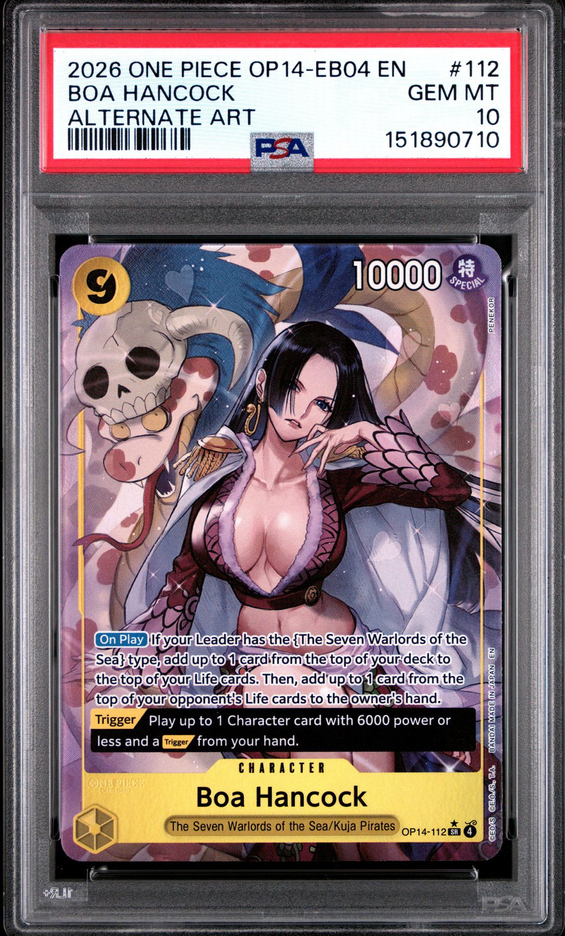 2026 One Piece Op14-Eb04-The Azure Sea's Seven Boa Hancock #112 (Alternate Art) Gem Mt 10 front