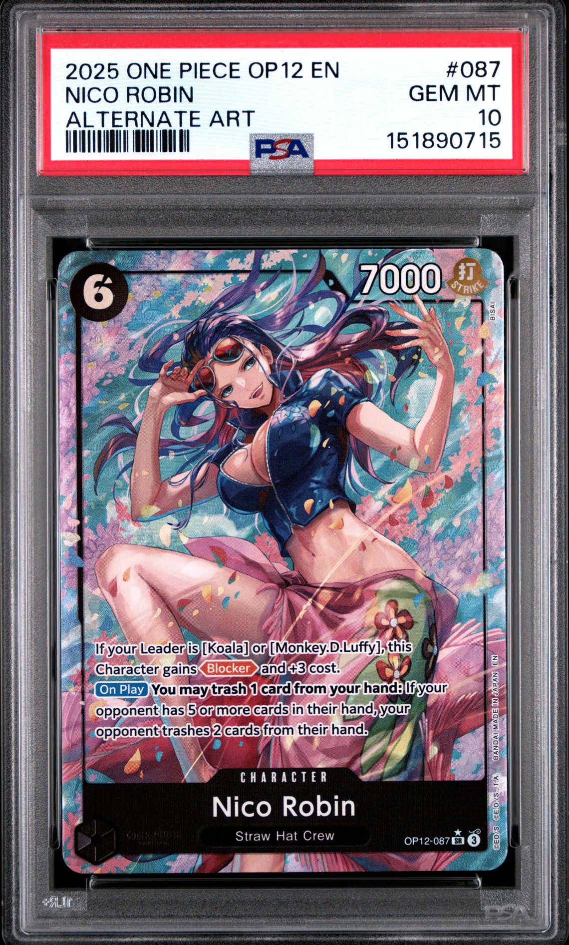 2025 One Piece Op12-Legacy Of The Master Nico Robin #087 (Alternate Art) Gem Mt 10 front