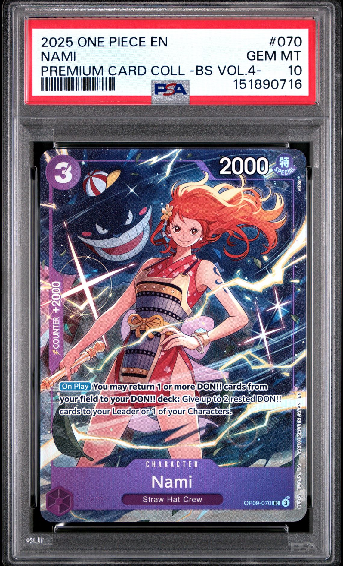 2025 One Piece Premium Card Collection -Best Selection Vol.4 - Nami #070 Gem Mt 10 front