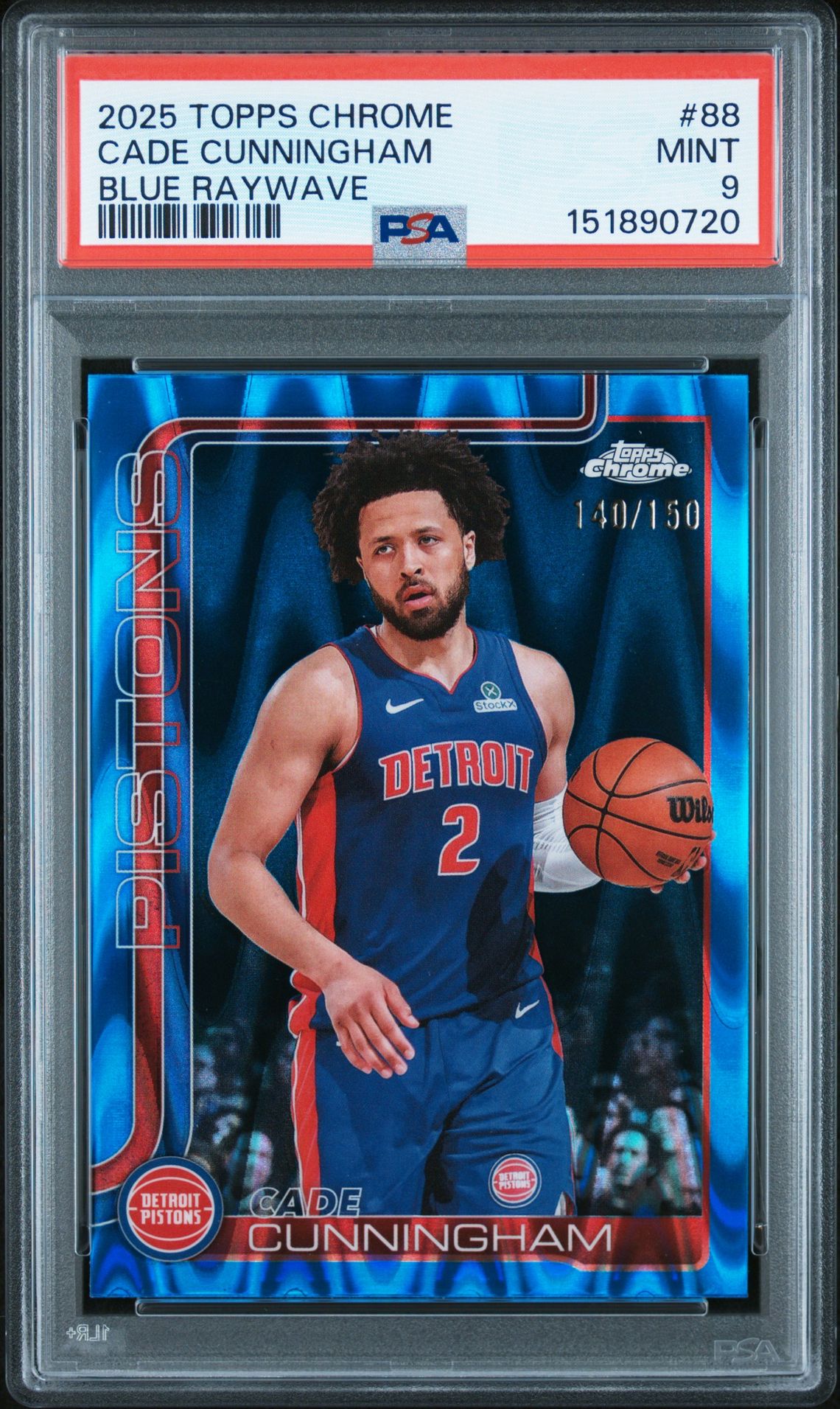 2025 Topps Chrome Cade Cunningham #88 (Blue Raywave) Mint 9 front