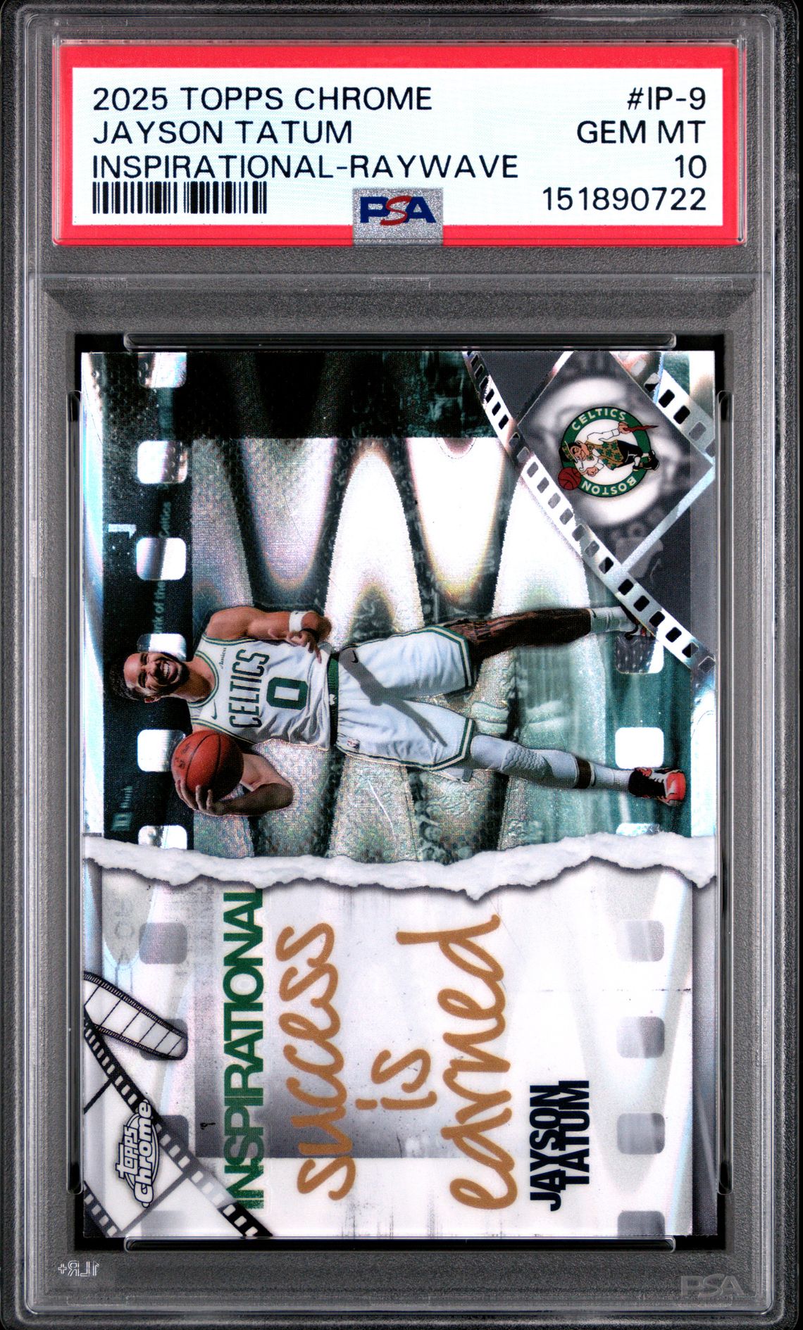 2025 Topps Chrome Inspirational Jayson Tatum #Ip-9 (Inspirational-Raywave) Gem Mt 10 front