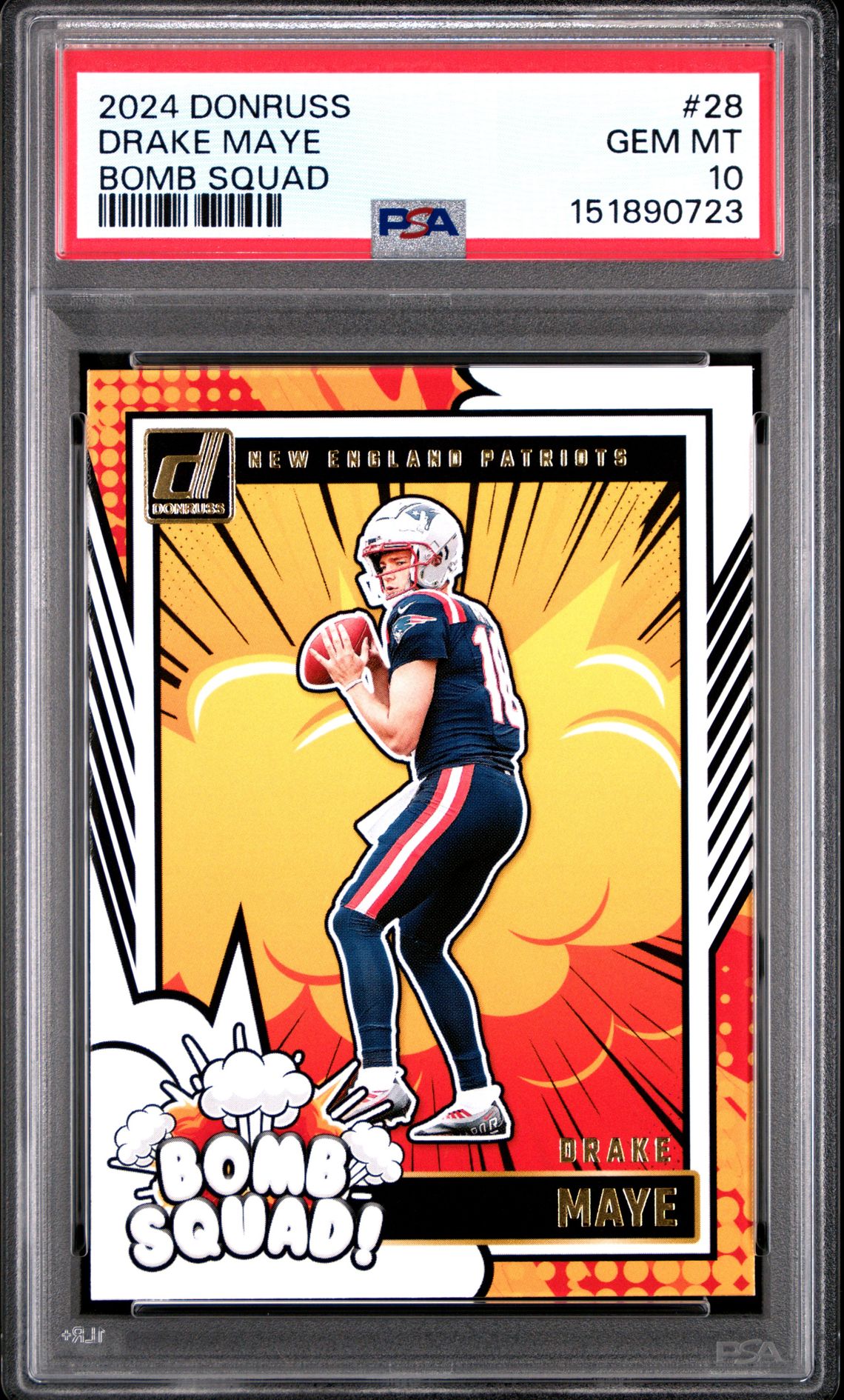 2024 Panini Donruss Bomb Squad Drake Maye #28 Gem Mt 10 front