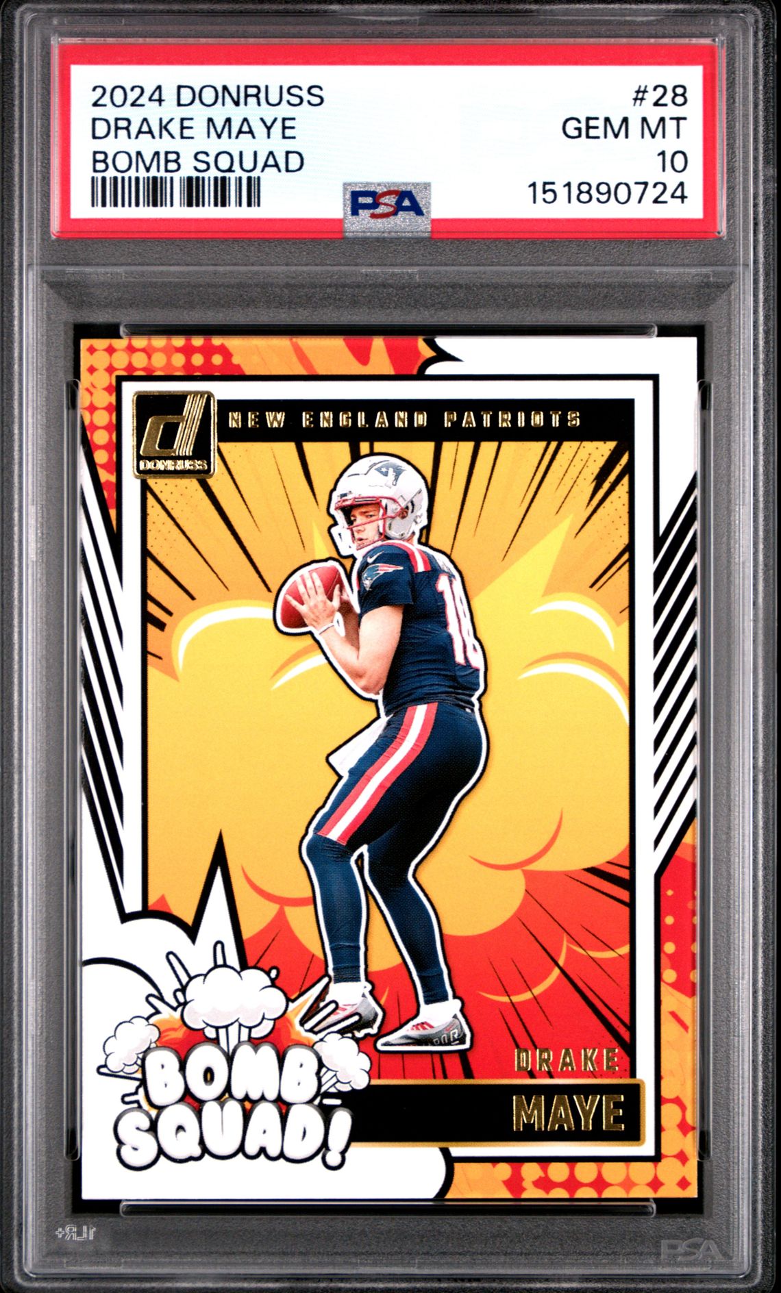 2024 Panini Donruss Bomb Squad Drake Maye #28 Gem Mt 10 front