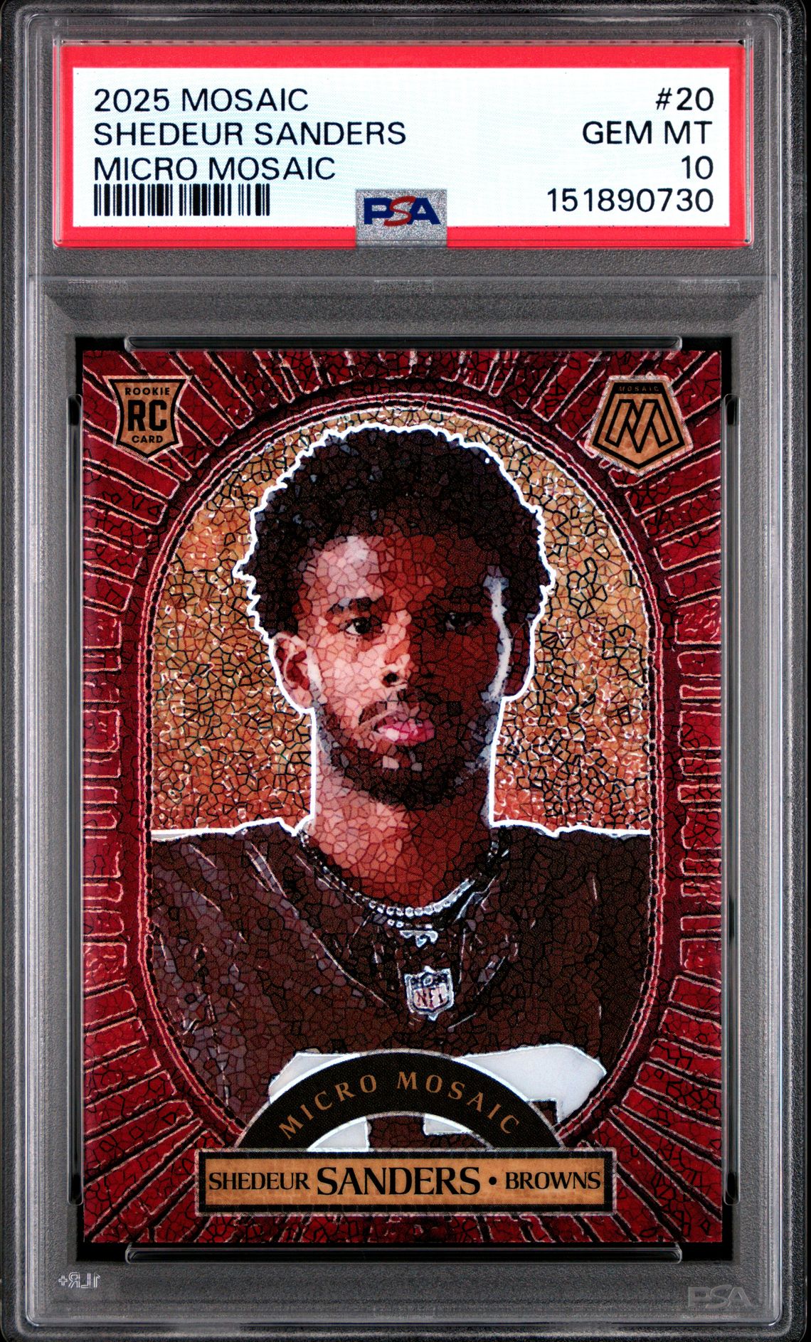 2025 Panini Mosaic Micro Mosaic Shedeur Sanders #20 Gem Mt 10 front