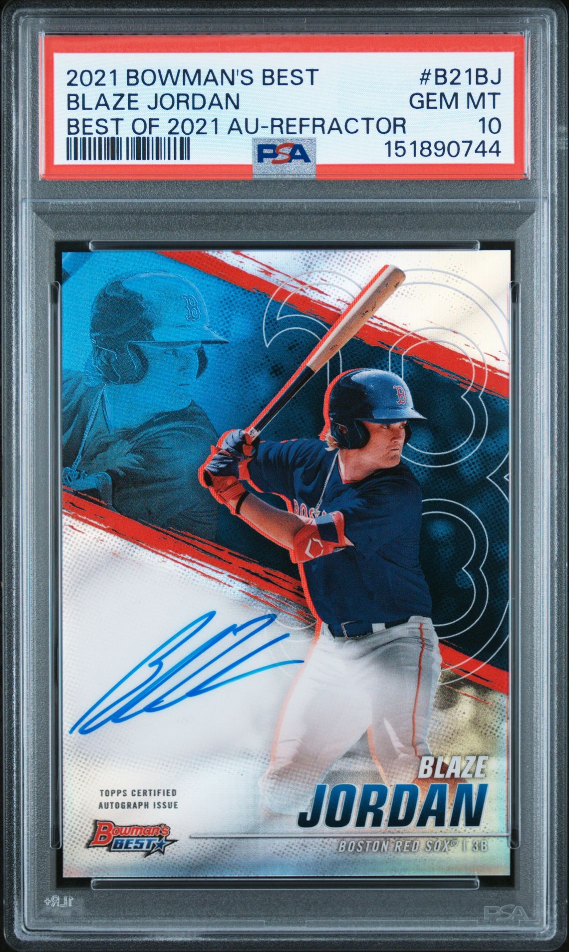 2021 Bowman's Best Best Of 2021 Autographs Blaze Jordan #B21Bj (Best Of 2021 Au-Refractor) Gem Mt 10 front