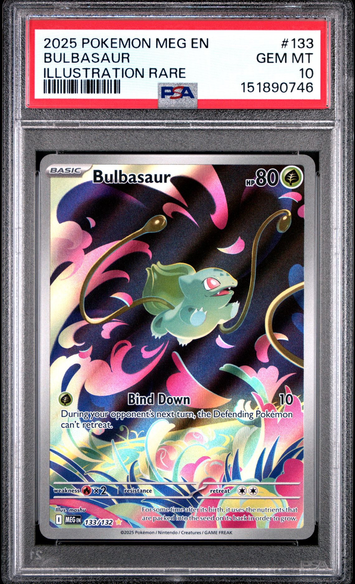2025 Pokemon Meg En-Mega Evolution Bulbasaur #133 (Illustration Rare) Gem Mt 10 front