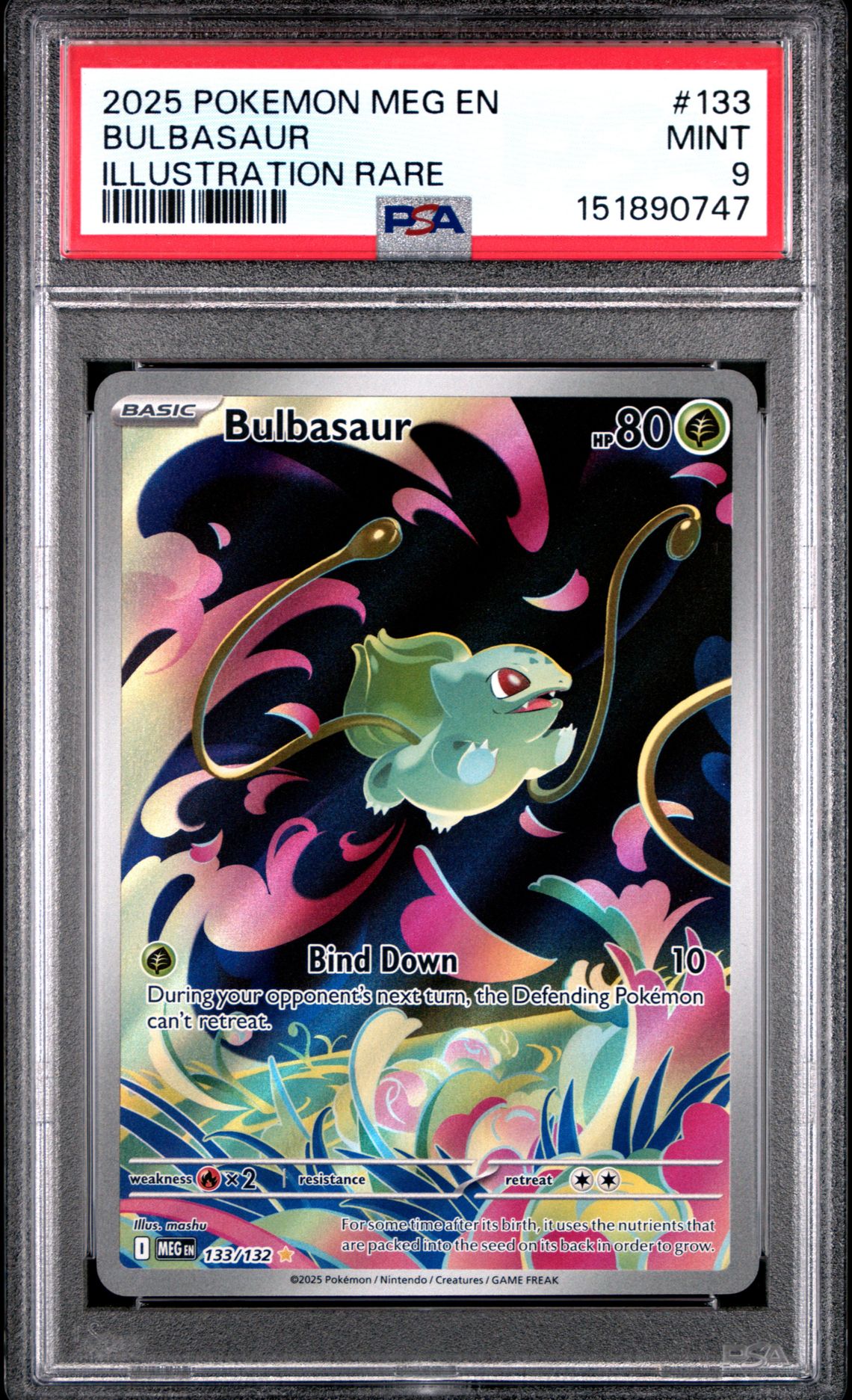2025 Pokemon Meg En-Mega Evolution Bulbasaur #133 (Illustration Rare) Mint 9 front