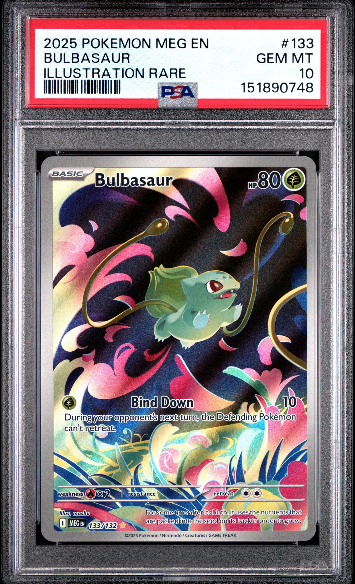 2025 Pokemon Meg En-Mega Evolution Bulbasaur #133 (Illustration Rare) Gem Mt 10 front