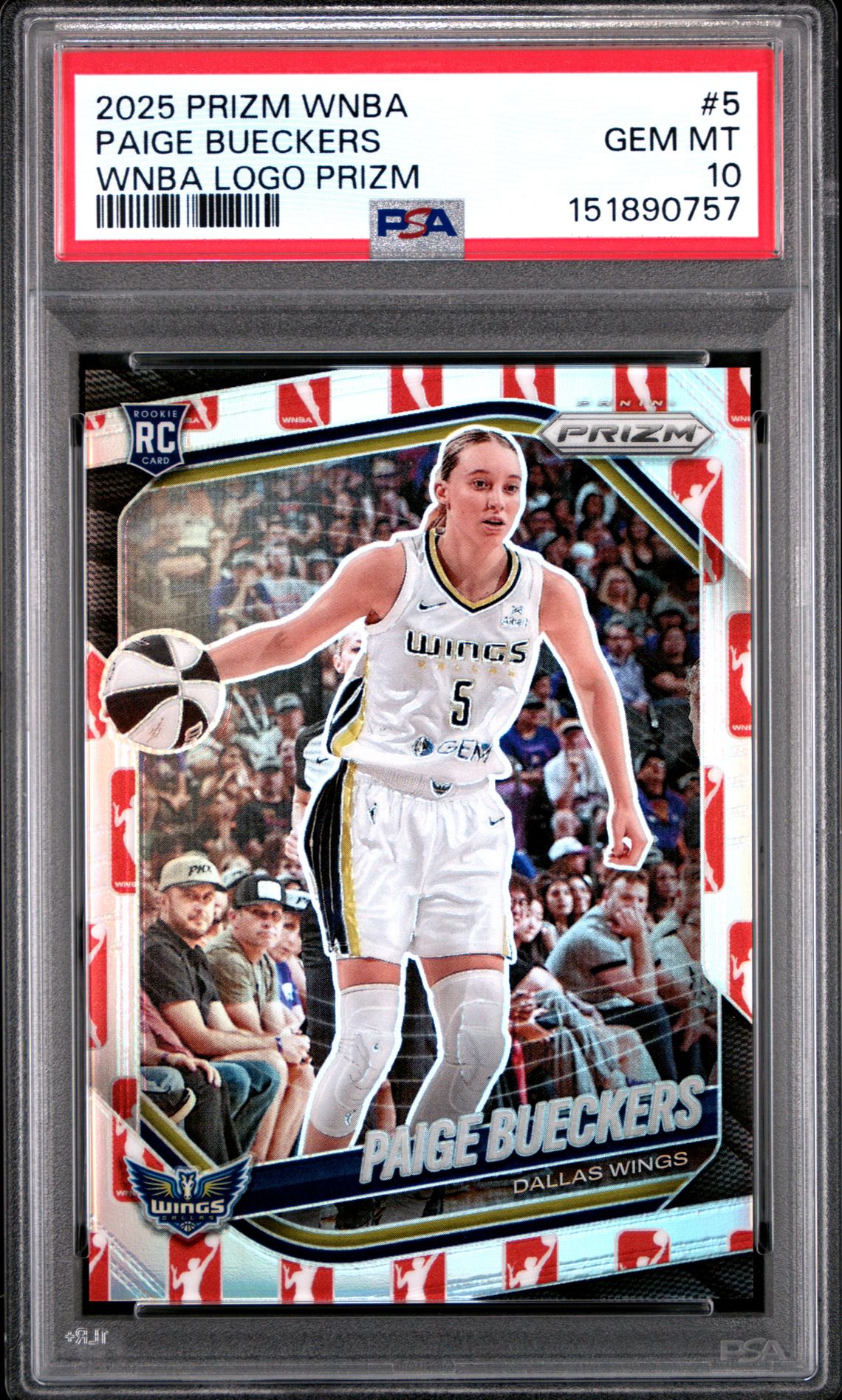 2025 Panini Prizm Wnba Paige Bueckers #5 (Wnba Logo Prizm) Gem Mt 10 front