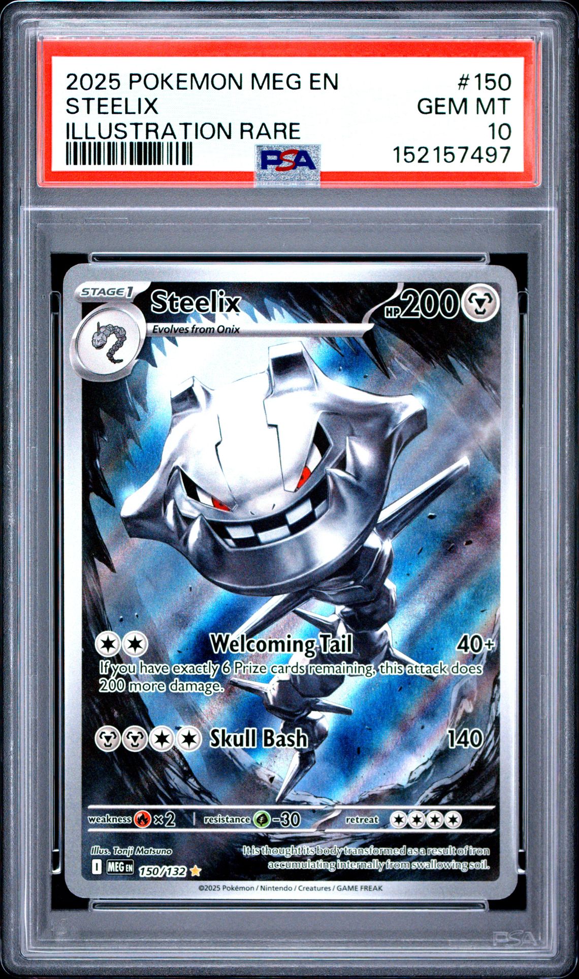 2025 Pokemon Meg En-Mega Evolution Steelix #150 (Illustration Rare) Gem Mt 10 front