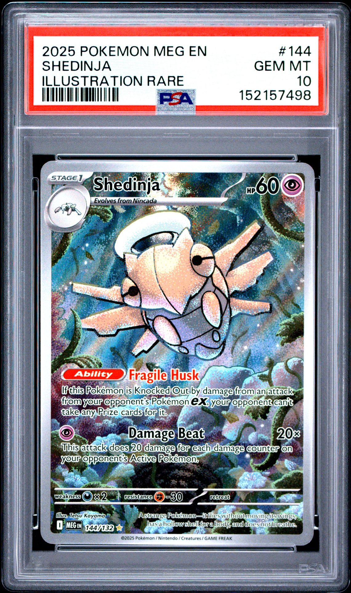 2025 Pokemon Meg En-Mega Evolution Shedinja #144 (Illustration Rare) Gem Mt 10 front