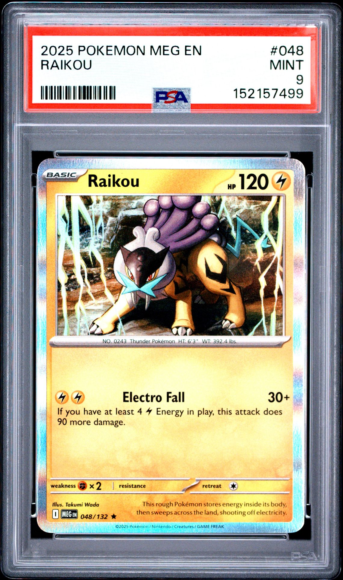 2025 Pokemon Meg En-Mega Evolution Raikou #048 Mint 9 front