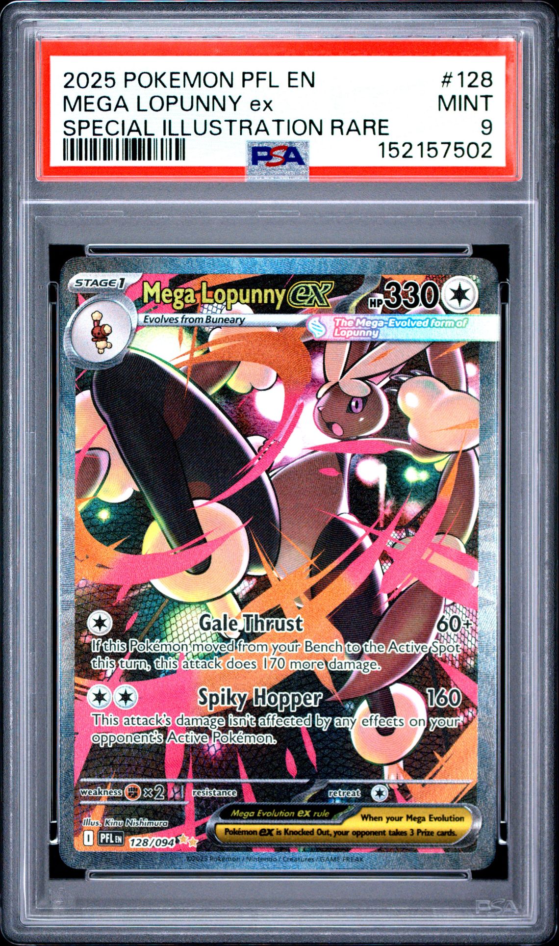 2025 Pokemon Pfl En-Phantasmal Flames Mega Lopunny Ex #128 (Special Illustration Rare) Mint 9 front