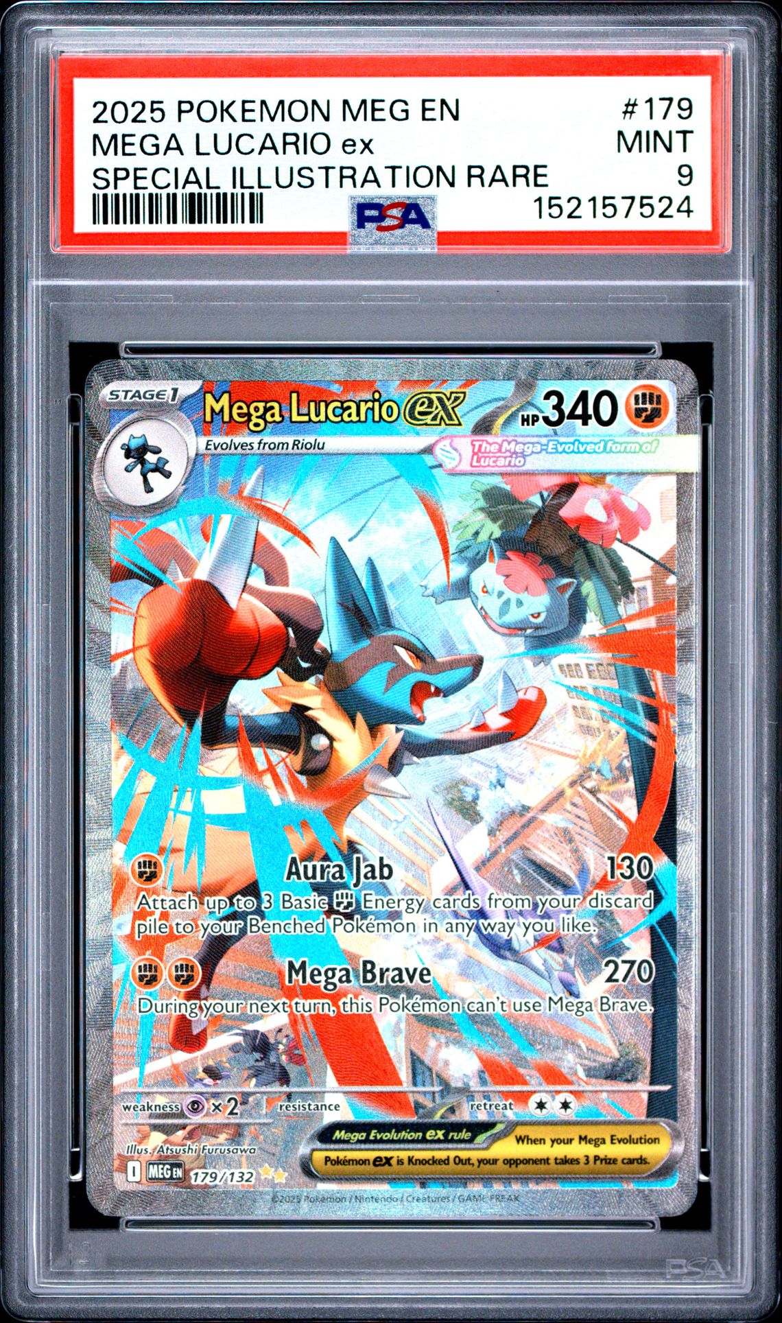 2025 Pokemon Meg En-Mega Evolution Mega Lucario Ex #179 (Special Illustration Rare) Mint 9 front