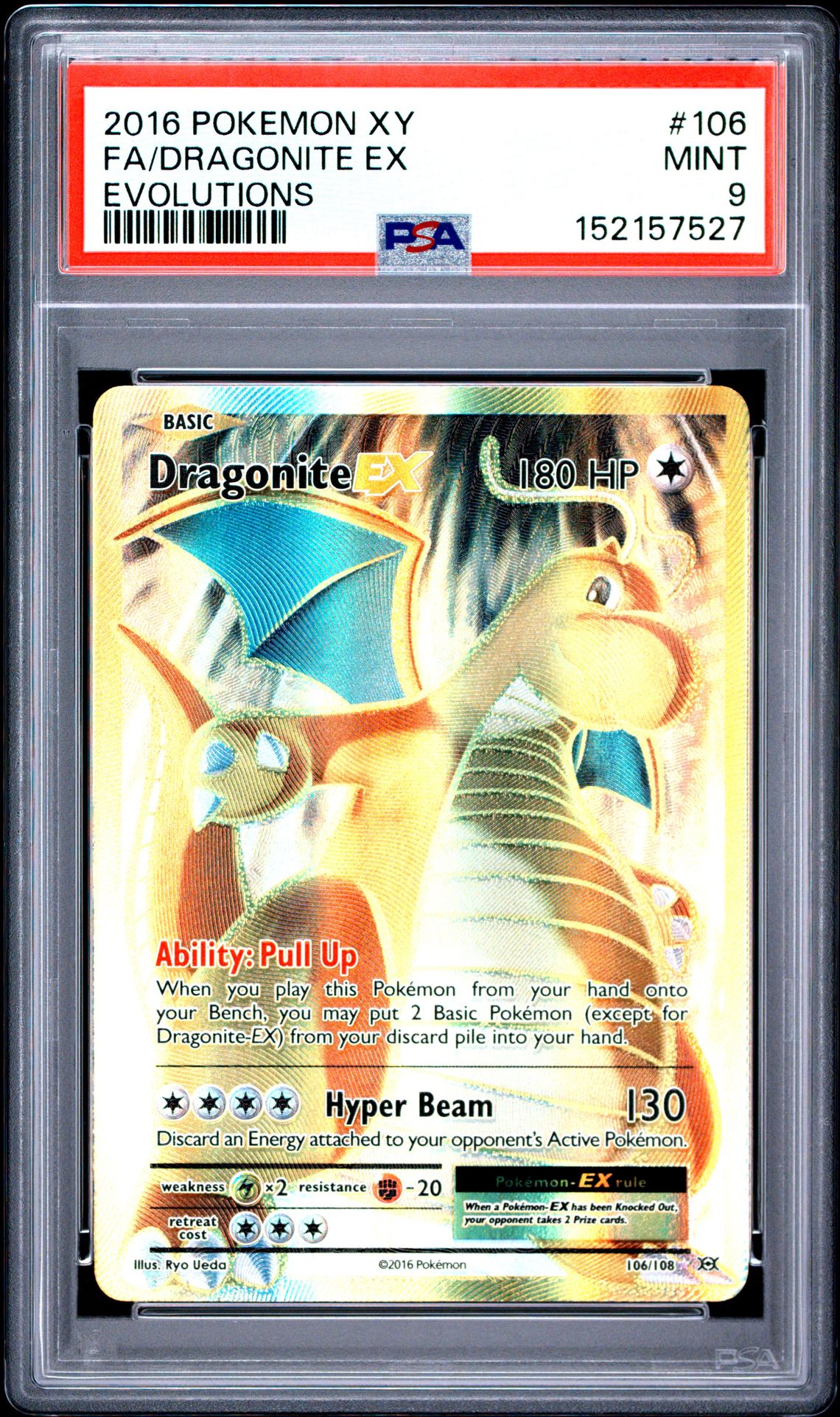2016 Pokemon Xy Evolutions Fa/Dragonite Ex #106 (Evolutions) Mint 9 front