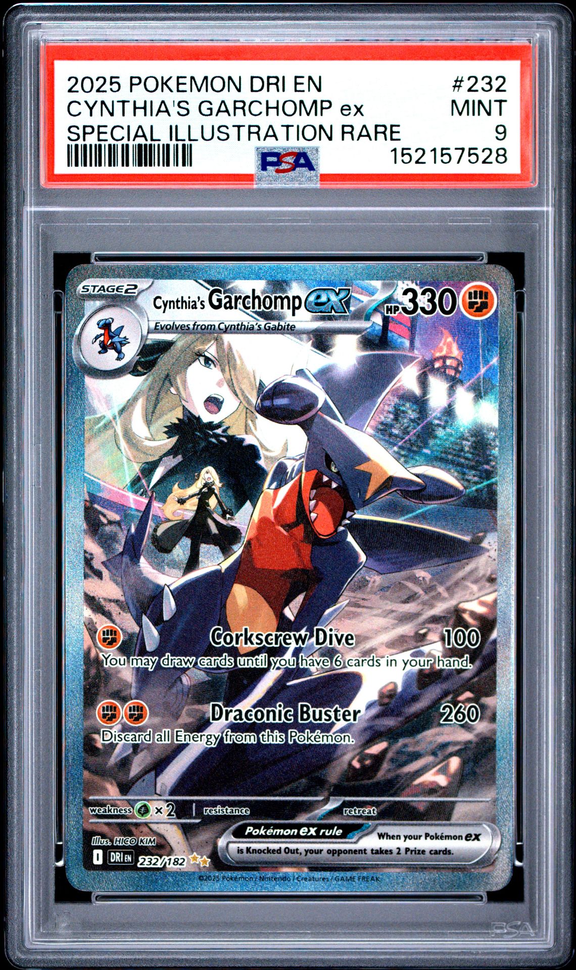 2025 Pokemon Dri En-Destined Rivals Cynthia's Garchomp Ex #232 (Special Illustration Rare) Mint 9 front