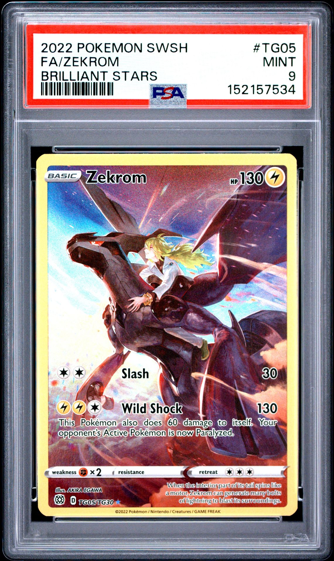 2022 Pokemon Sword & Shield Brilliant Stars Fa/Zekrom #Tg05 (Brilliant Stars) Mint 9 front