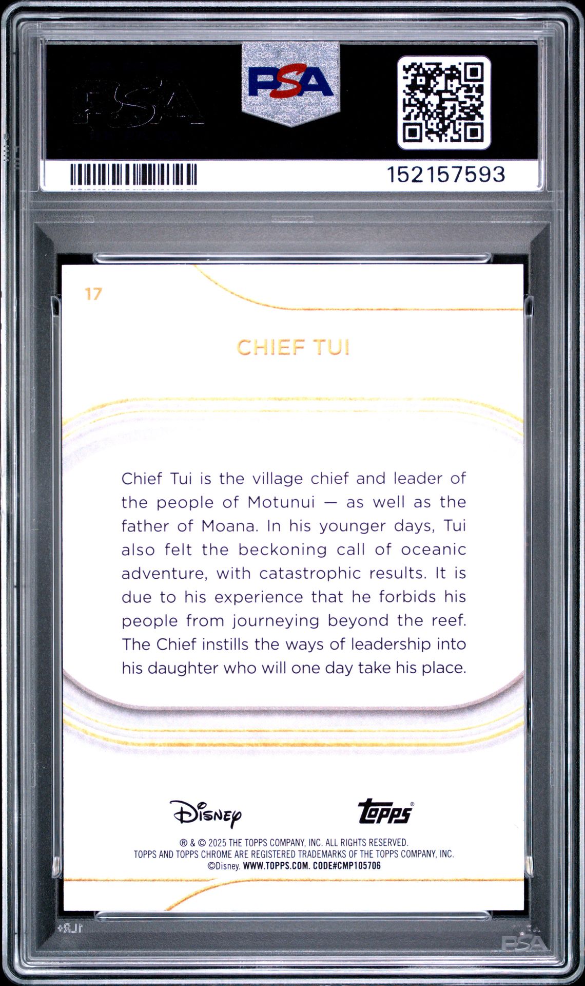 2025 Topps Chrome Disney Sapphire Edition Chief Tui #17 (Orange) Nm-Mt 8 back
