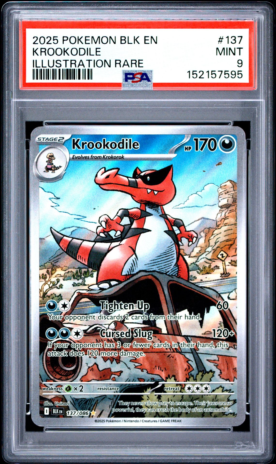 2025 Pokemon Blk En-Black Bolt Krookodile #137 (Illustration Rare) Mint 9 front