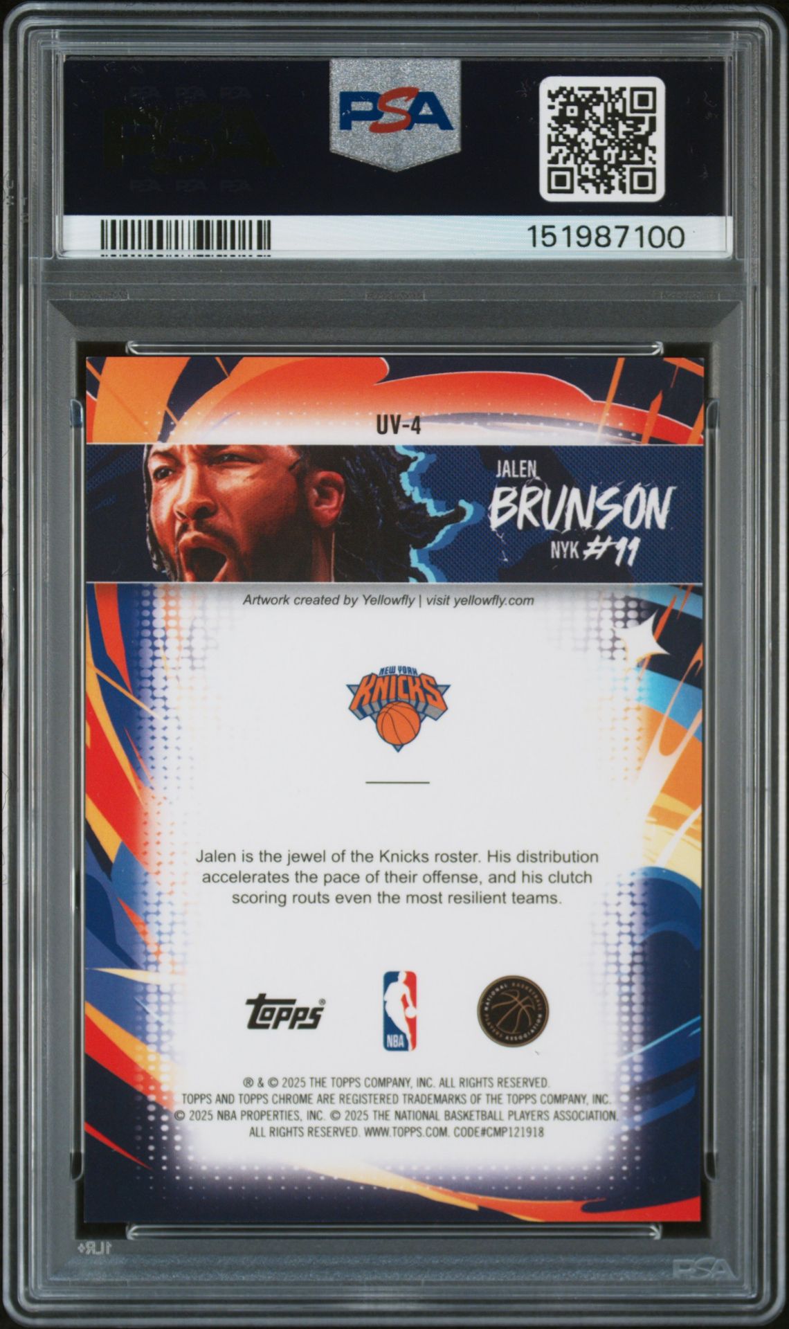 2025 Topps Chrome Ultra Violet Jalen Brunson #Uv-4 Mint 9 back