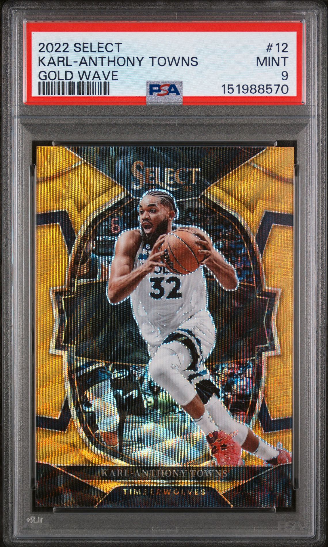 2022 Panini PANINI SELECT GOLD WAVE #12 Karl-Anthony Towns front